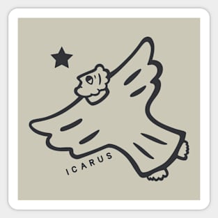 Minimalist, naive art of Icarus. Ancient greek myths and legend. Art in dark ink Sticker